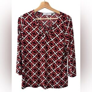 Kasper 3/4 sleeves red and black blouse Size Medium